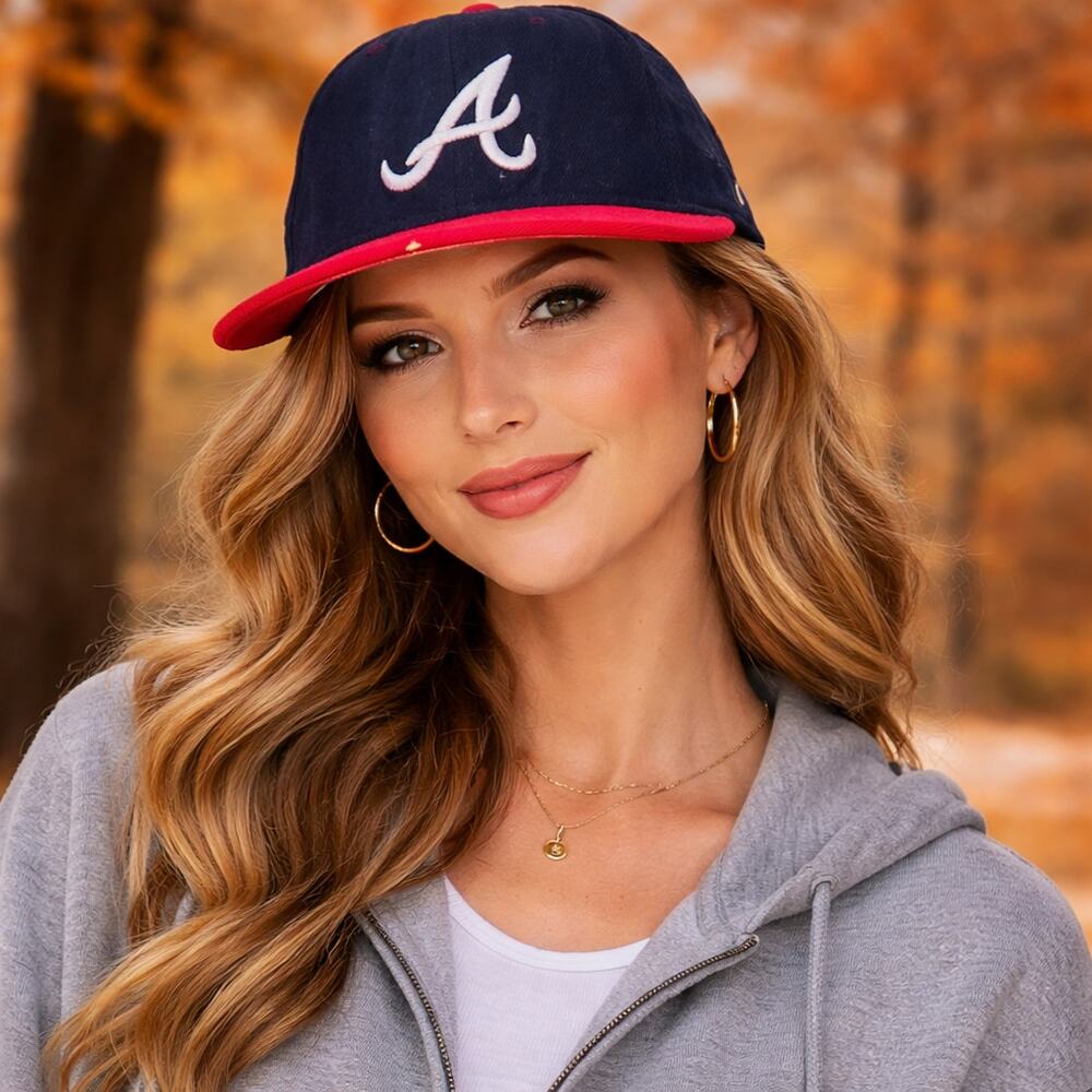 Vintage Atlanta Braves Hat Cap Sz 7 1/4 Snapback New Era Pro MLB Baseball Sports